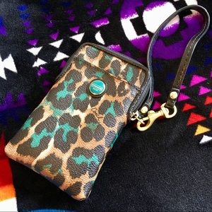 Coach | Jade Leopard vertical wristlet